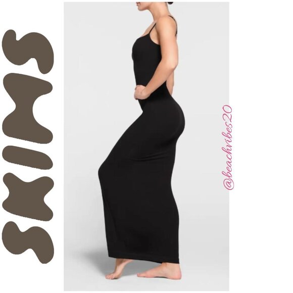 *SKIMS Soft Lounge Slip Dress Onyx Medium O-6 - Picture 3 of 10